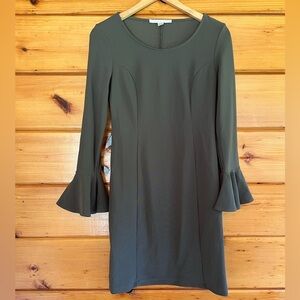 Boston Proper Green flare Sleeves Mini Stretchy Dress XS